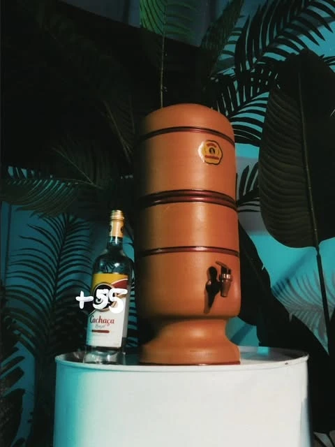 BVOX Instagram: clay water filter, palms and Cachaça 51